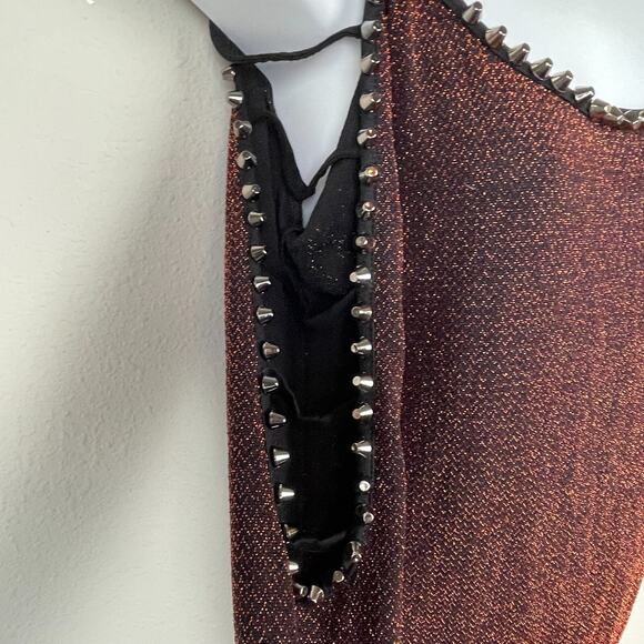 A.Z.I Jeans Black Glitter‎ Top S Lattice Cutout Sleeves Whimsigoth Punk Goth - Picture 5 of 8